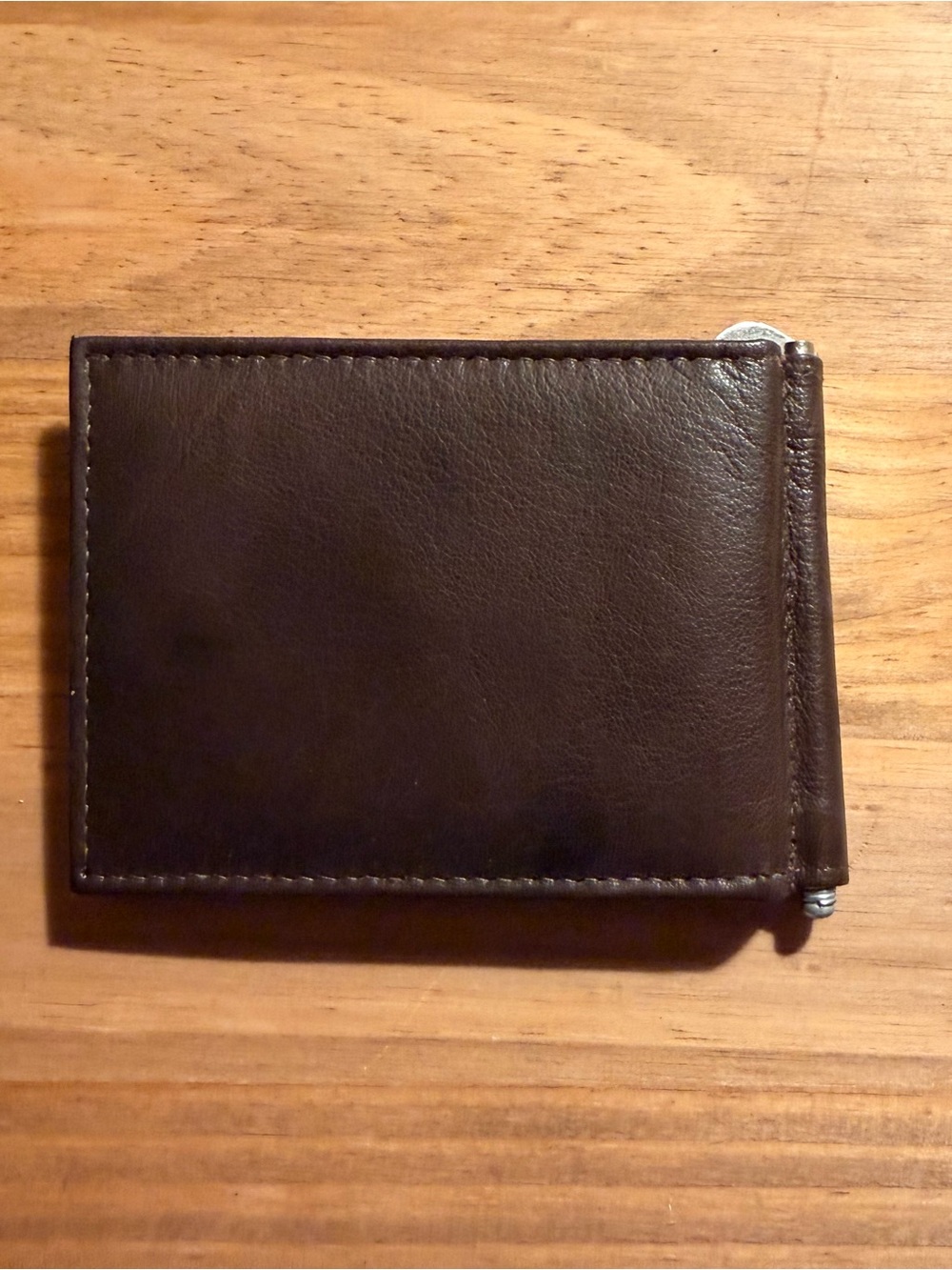 Brown Leather Money Clip Wallet - Minimal Men's Accessory